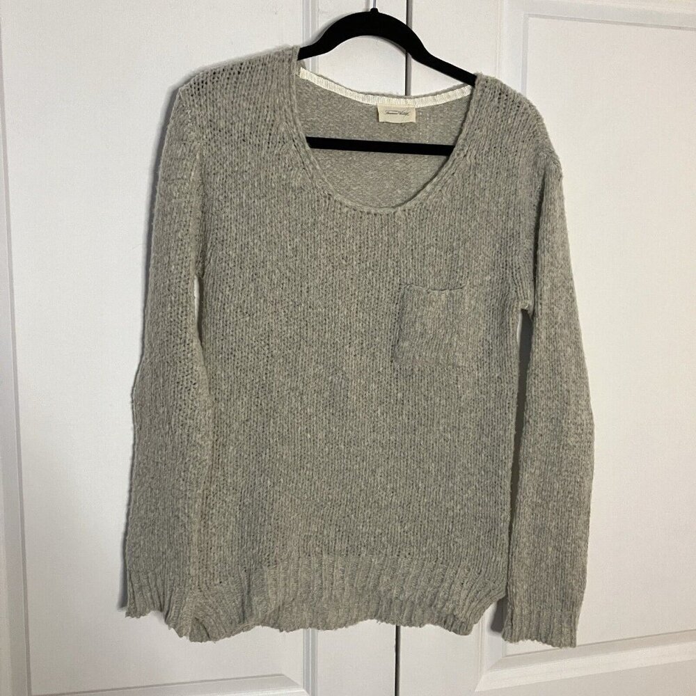 American Vintage Wool Sweater Womens Small Gray Knit Long Sleeve Neutral